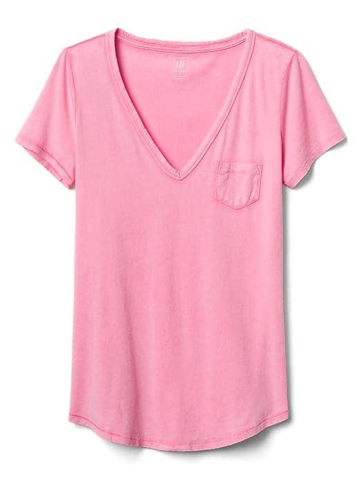 Gap Women Vintage Wash V Neck Tee - Pink Granite
