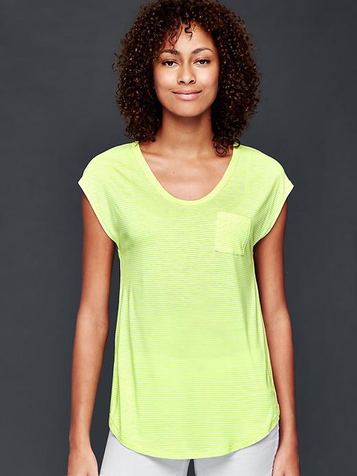 Gap Cap Sleeve Stripe Tee - Neon Yellow