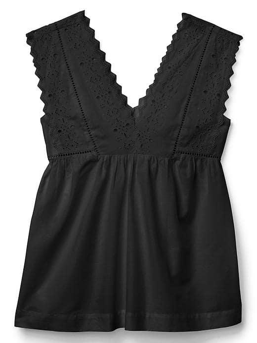 Gap Women Lace V Neck Tank - True Black