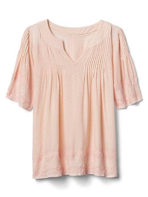 Gap Women Print Split Neck Blouse - Paisley Pink