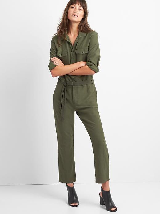 Gap Women Utility Jumpsuit - Black Moss