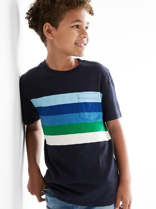 Gap Chest Stripe Pocket Slub Tee - True Indigo