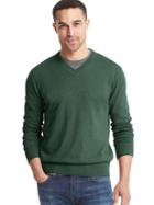 Gap Men Cotton V Neck Sweater - Pine Green