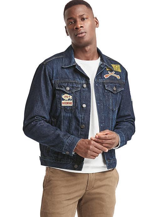 Gap Men Icon Patch Denim Jacket - Dark Indigo