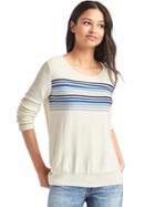 Gap Women Chest Stripe Pullover Sweater - Cream