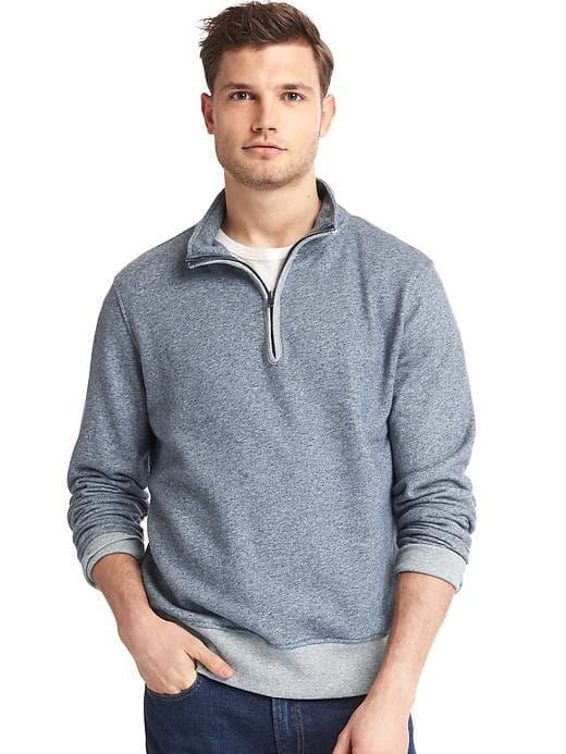 Gap Men French Terry Half Zip Pullover - Navy Heather