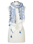 Gap Women Large Linen Cotton Tassel Scarf - New Off White