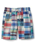 Gap Plaid Patchwork Pull On Swim Shorts - Dynamic Blue