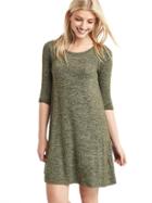 Gap Women Softspun Marled T Shirt Dress - Black Moss