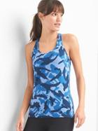 Gap Women Breathe Print Racerback Tank - Blue Camo