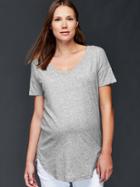 Gap Vintage Wash V Neck Tee - Space Dye Grey Marl