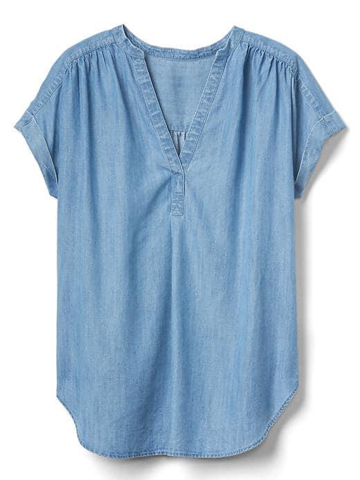 Gap Women Tencel Indigo Popover Top - Medium Wash