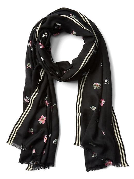 Gap Women Floral Stripe Scarf - Black