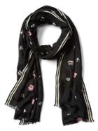 Gap Women Floral Stripe Scarf - Black