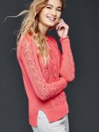 Gap Women Side Slit Pointelle Pullover Sweater - Pink Reef