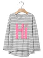 Gap Embroidered Hi To Tee - Pink Stripe
