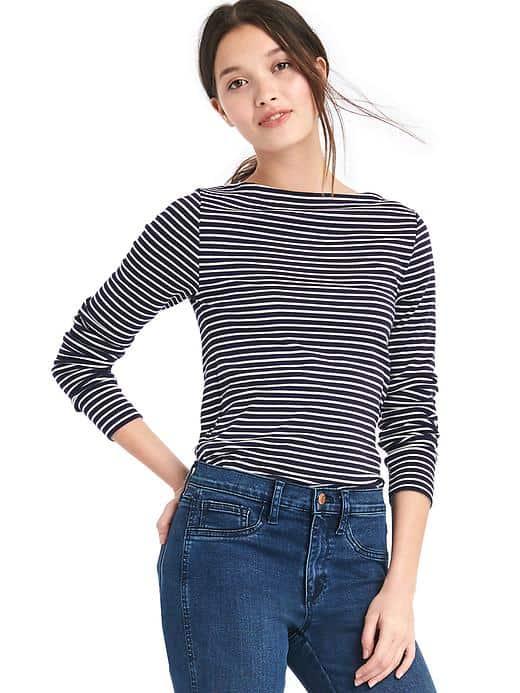 Gap Women Modern Stripe Long Sleeve Tee - Dark Night