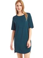 Gap Women Pure Body Essentials T Shirt Dress - Rugby Strp Savvy Teal