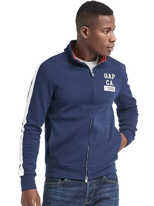 Gap Men Double Knit Logo Track Jacket - Tapestry Navy