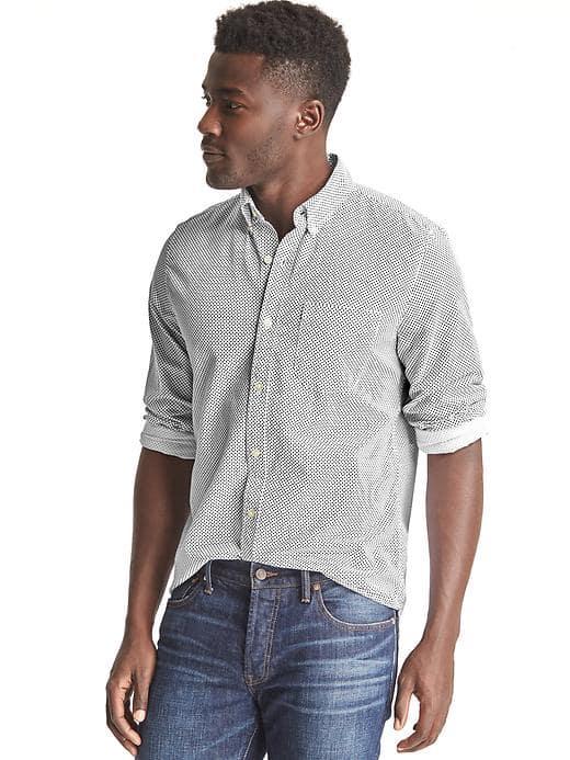 Gap Men Oxford Swiss Dot Slim Fit Shirt - White