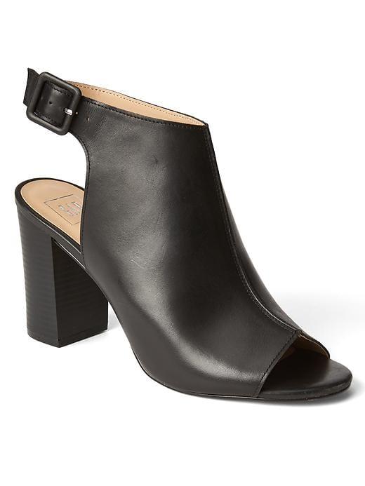Gap Women Leather Open Toe Bootie - Black Leather