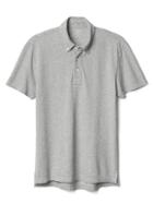 Gap Button Down Collar Pique Slim Fit Polo - New Heather Grey