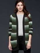 Gap Women Stripe Open Front Cardigan - Green Stripe