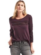 Gap Luxe Crochet Trim Top - Rich Wine