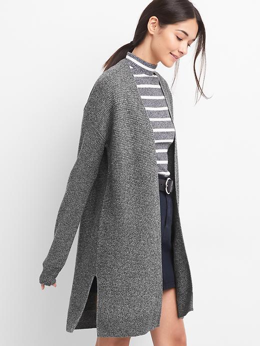 Gap Women Textured Open Front Cardigan - Black Sand