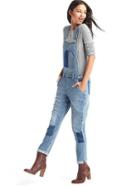 Gap Women 1969 Patchwork Girlfriend Denim Overalls - Medium Indigo