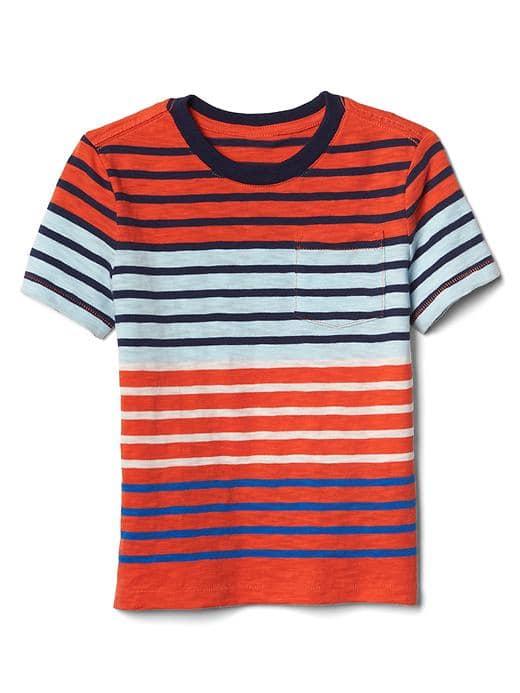 Gap Stripe Block Pocket Tee - New Dark Orange