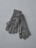 Gap Women Honeycomb Cable Knit Tech Gloves - Charcoal Grey