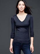 Gap Women Modern Long Sleeve V Neck Tee - New Classic Navy