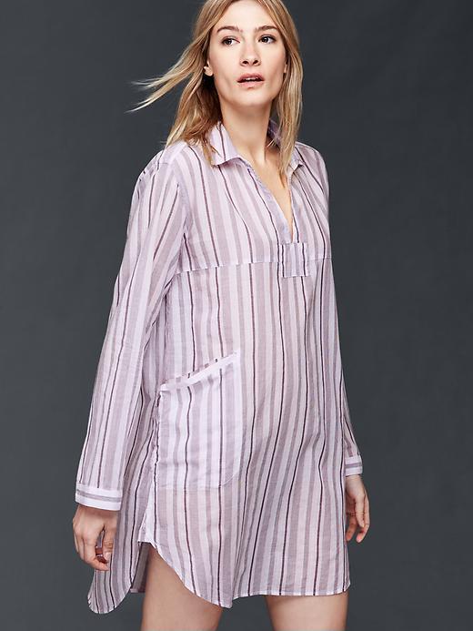 Gap Women Woven Shirtdress - Multi Pink Stripe