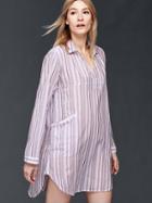 Gap Women Woven Shirtdress - Multi Pink Stripe