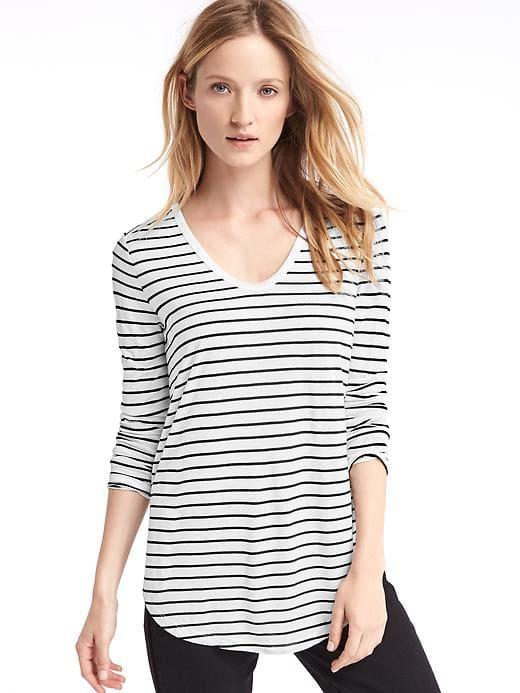 Gap Women Scoop Neck Stripe Long Sleeve Tee - White Stripe