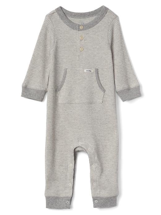 Gap Waffle Knit Henley One Piece - Gray