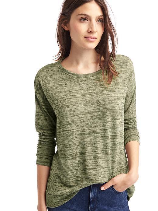 Gap Women Softspun Knit Hi Lo Top - Walden Green