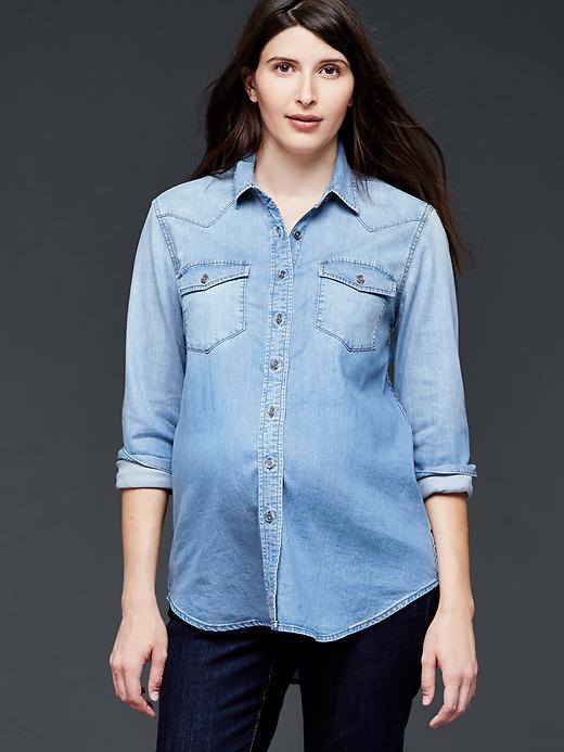 Gap Women Western Chambray Shirt - Denim