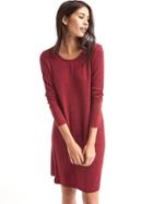 Gap Women Softspun Knit Long Sleeve Swing Dress - Carmenere