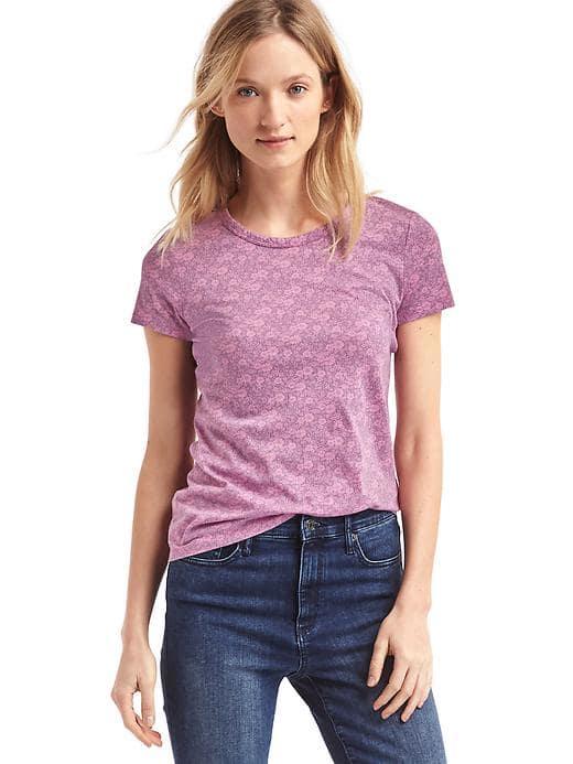Gap Women Floral Print Crewneck Tee - Pink Floral