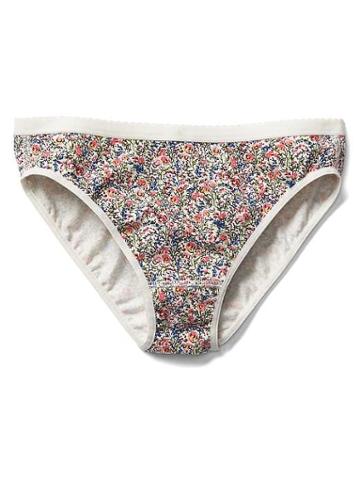 Gap Women High Cut Logo Bikini - Preppy Blooms Milk