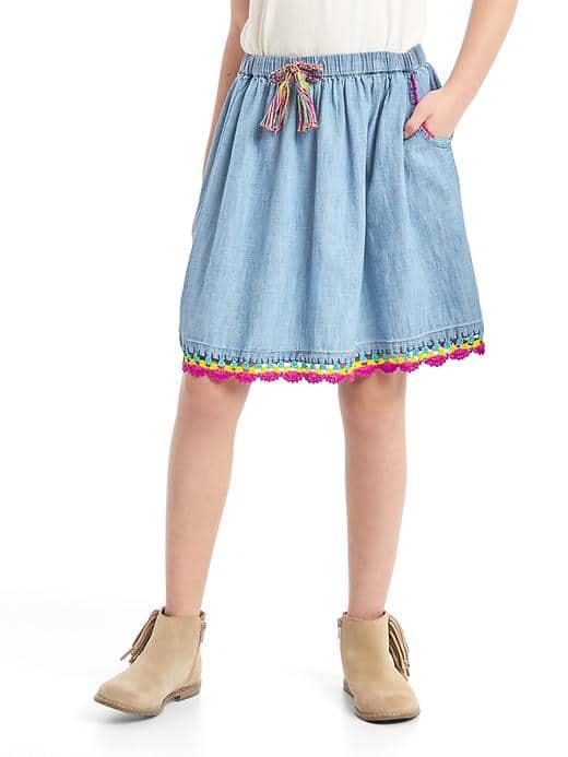 Gap Women Bright Crochet Chambray Flippy Skirt - Denim