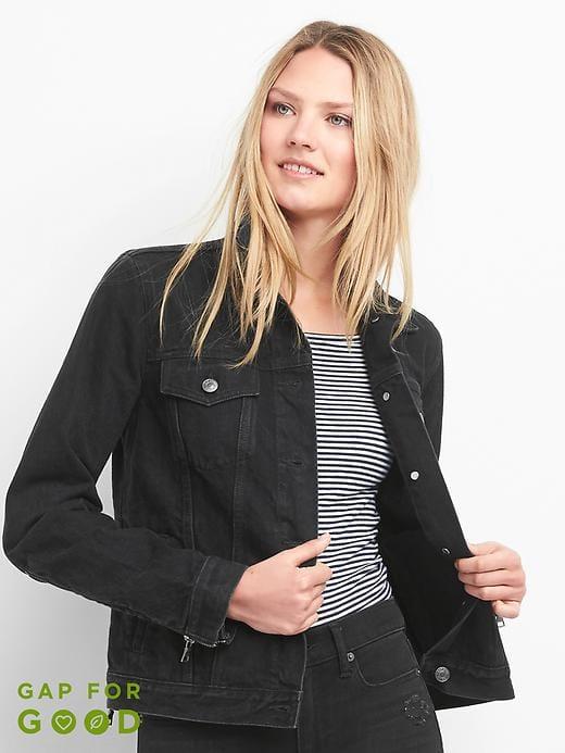 Gap Icon Zip Denim Jacket - Black