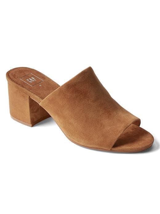 Gap Women Open Toe Suede Mules - Chestnut