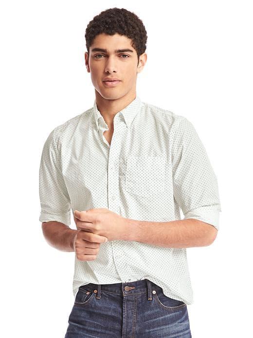 Gap Men True Wash Dot Standard Fit Shirt - New Off White