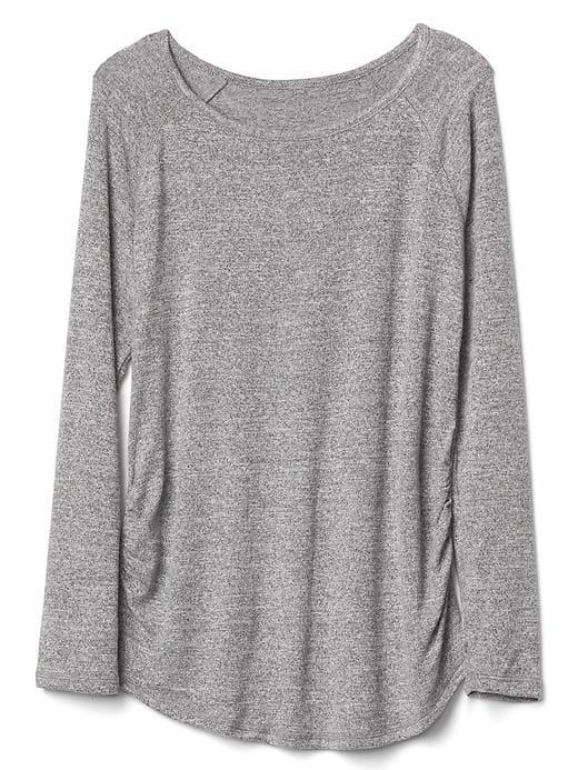 Gap Women Softspun Knit Long Raglan Sleeve Tee - Space Dye Grey Marl