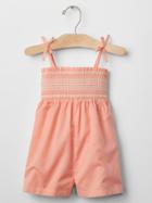 Gap Embroidered Smock Romper - Creamy Coral