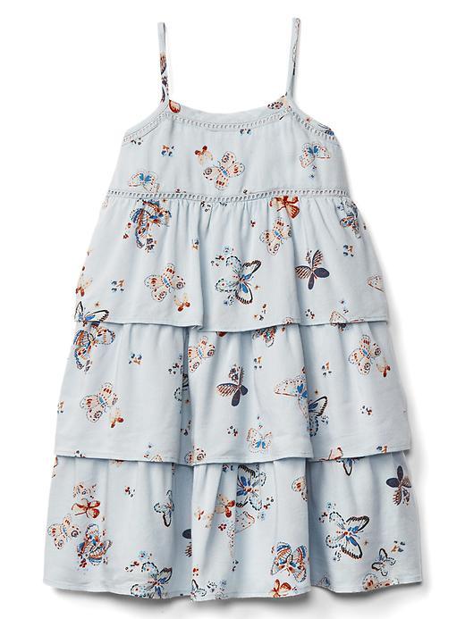 Gap Women Butterfly Tiered Spaghetti Strap Dress - Blue Butterfly