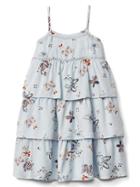 Gap Women Butterfly Tiered Spaghetti Strap Dress - Blue Butterfly